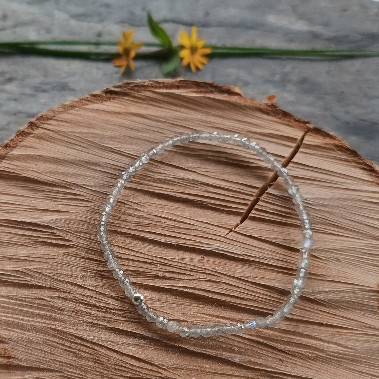 Labradorit-Armband Kugeln facettiert Ø 3 mm