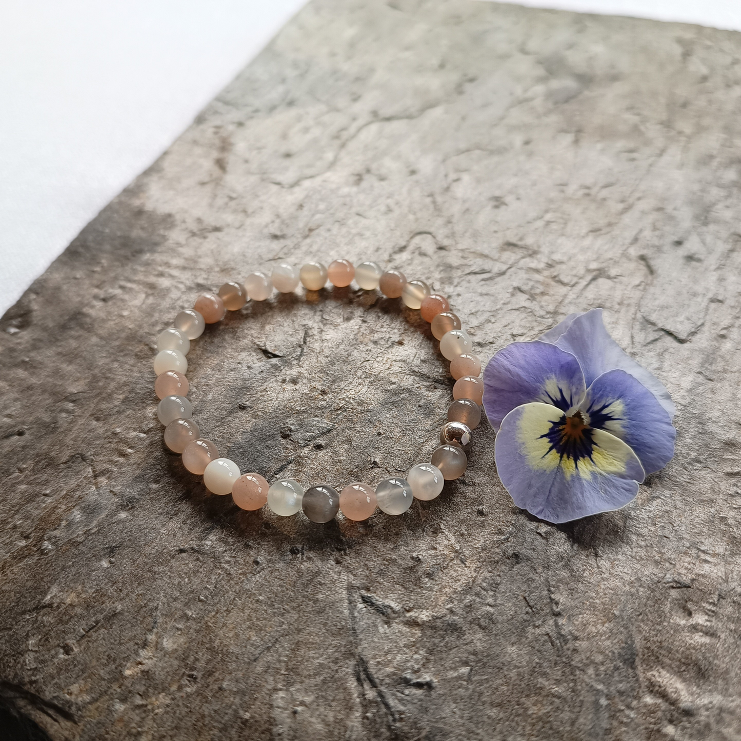 Mondstein Armband, Kugeln, Ø 6mm
