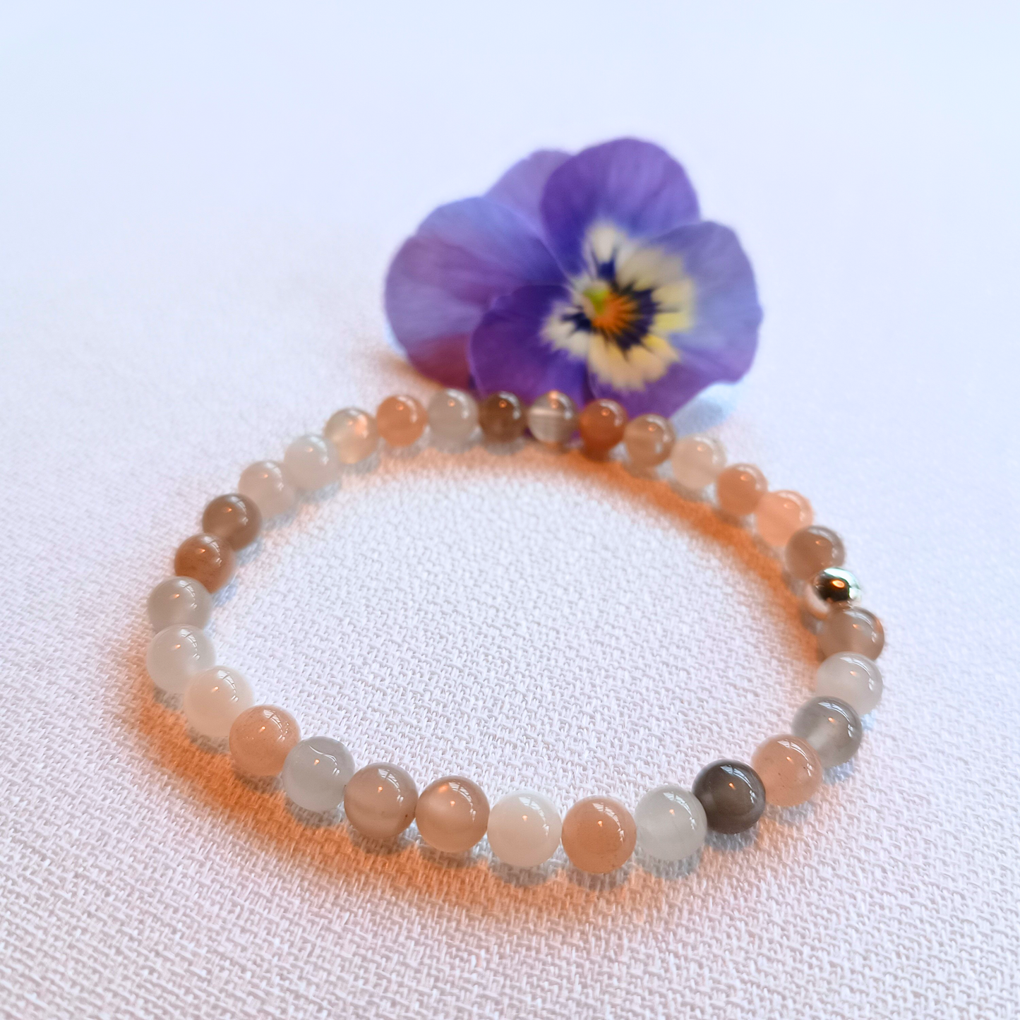 Mondstein Armband, Kugeln, Ø 6mm