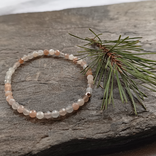 Mondstein Armband Kugeln facettiert Ø 4mm