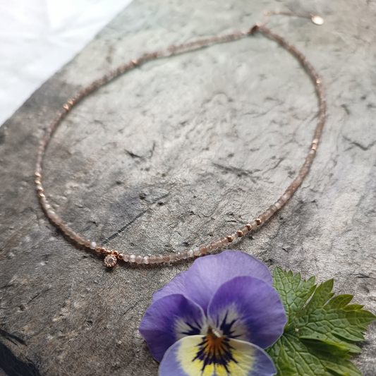 Mondstein-Kette facettiert Ø 2mm