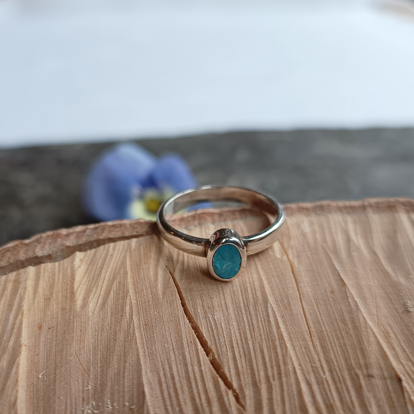 Apatit-Ring, oval, facettiert, Gr. 55