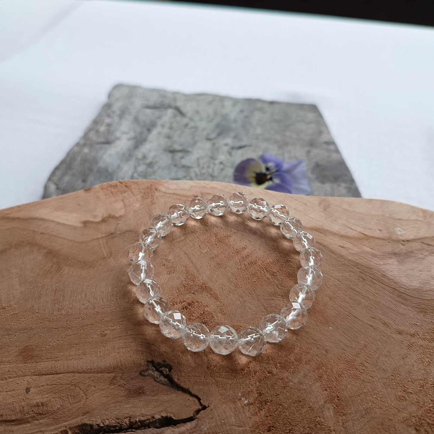 Bergkristall Armband, Kugeln, facettiert Ø 8mm