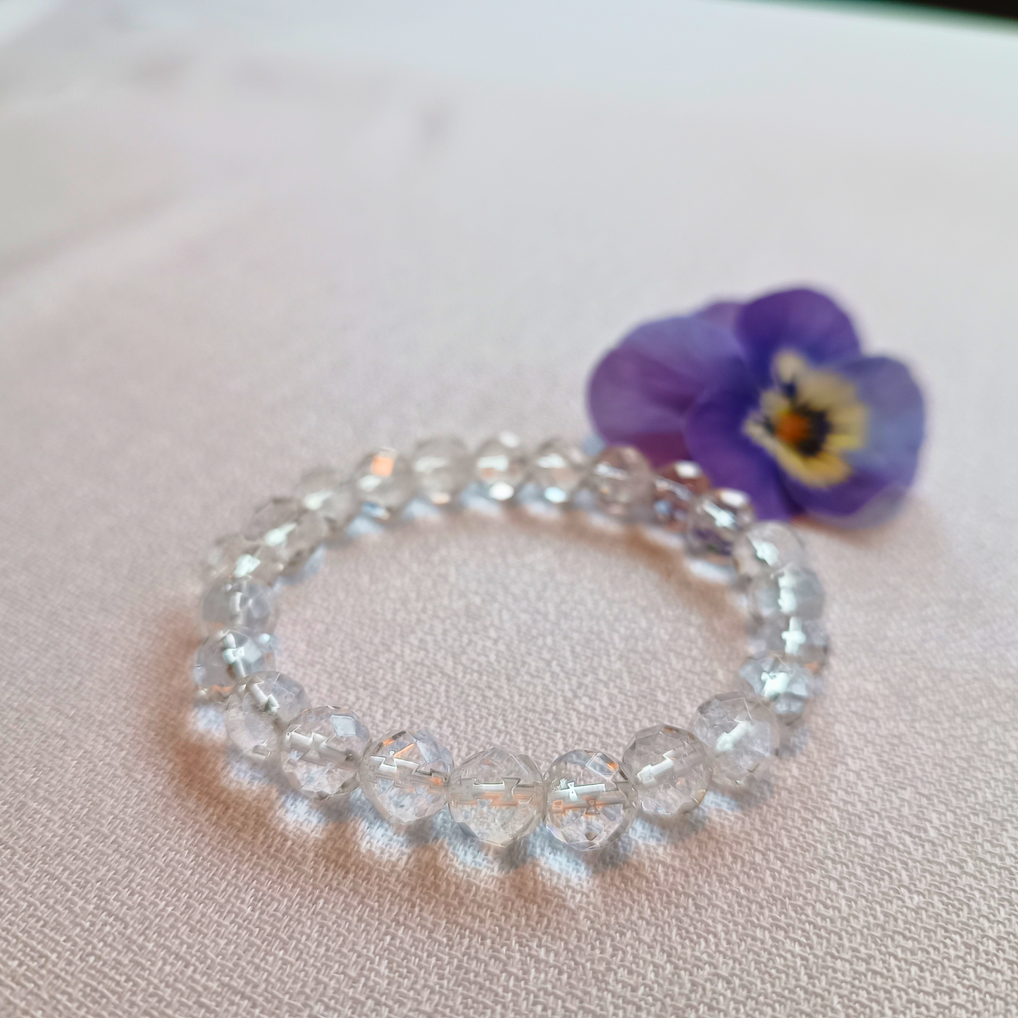 Bergkristall Armband, Kugeln, facettiert Ø 8mm