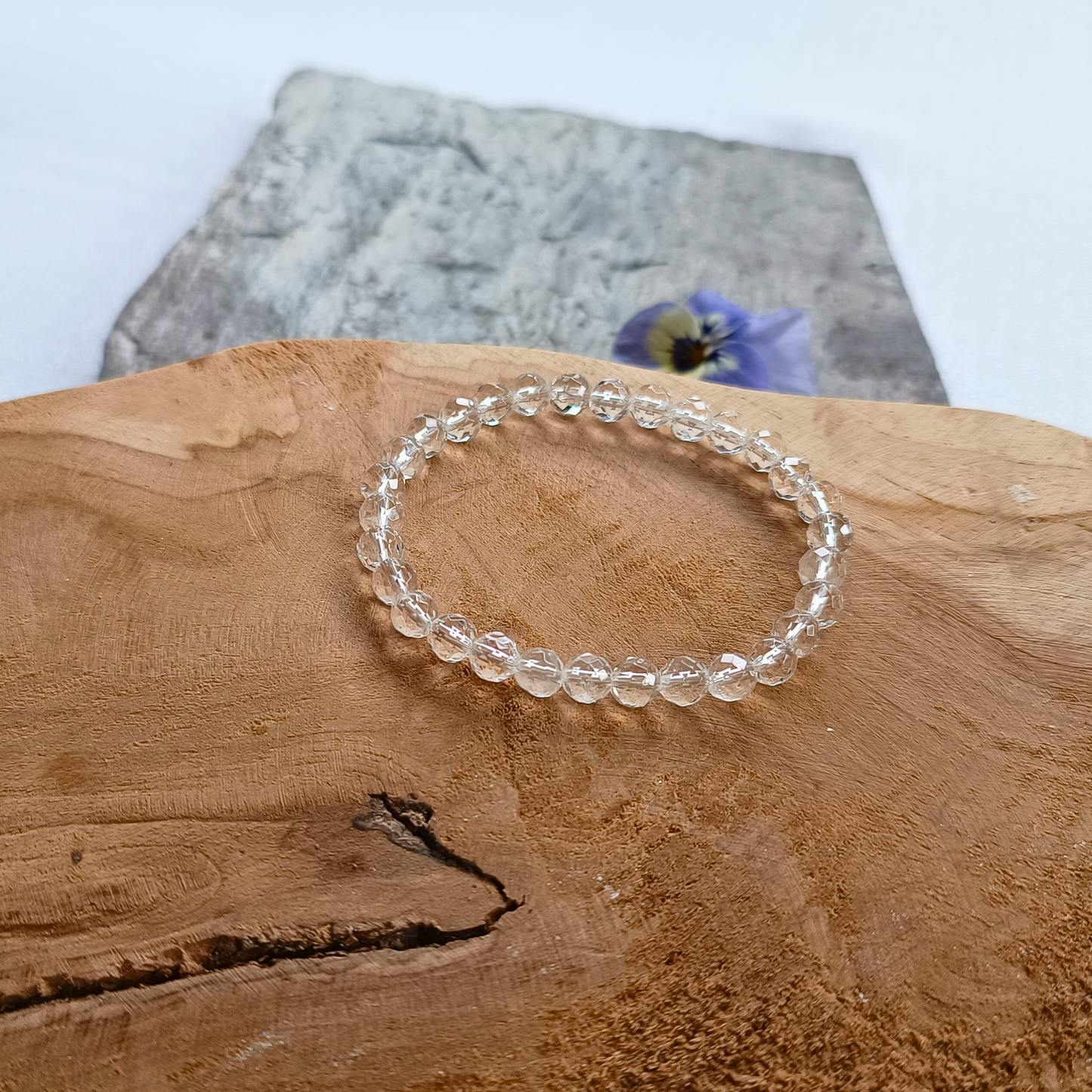Bergkristall Armband, Kugeln, facettiert Ø 6mm