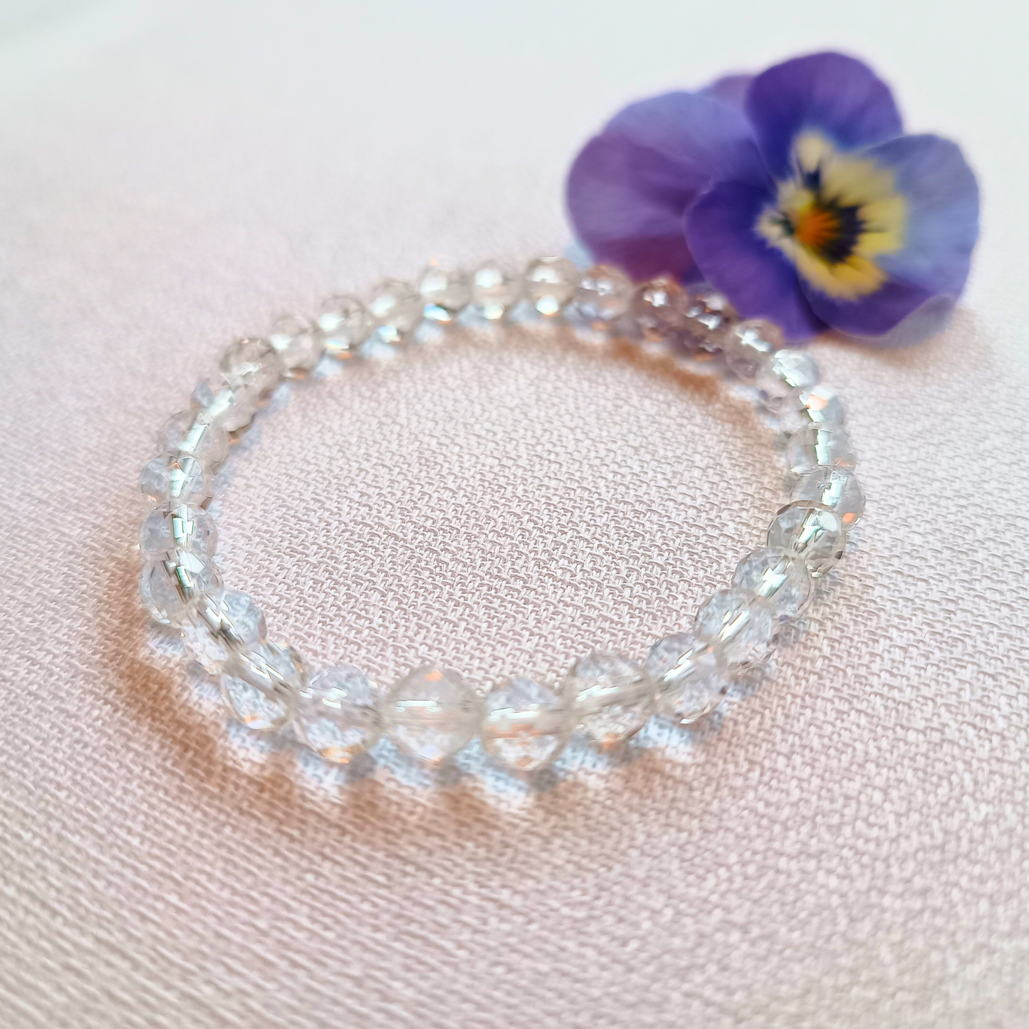 Bergkristall Armband, Kugeln, facettiert Ø 6mm