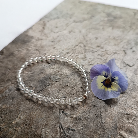 Bergkristall Armband, Kugeln, facettiert Ø 5mm