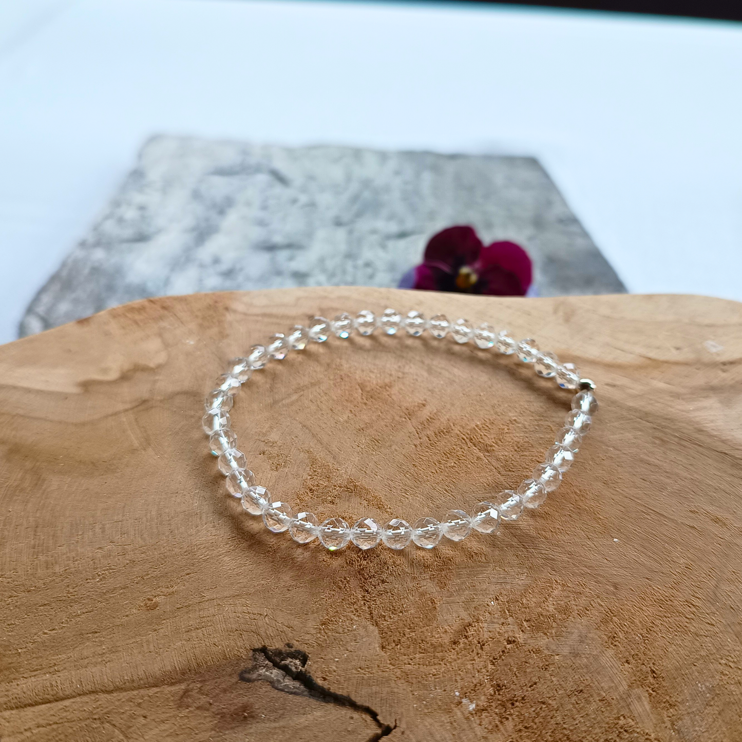 Bergkristall Armband, Kugeln, facettiert Ø 5mm