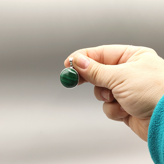 Malachit Anhänger, Rund, Cabochon