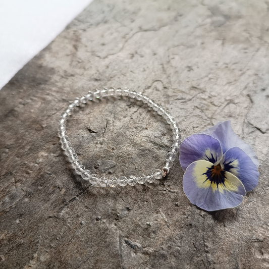 Bergkristall Armband, Kugeln, facettiert Ø 4mm