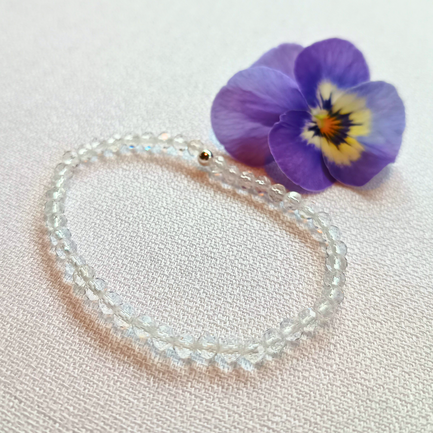 Bergkristall Armband, Kugeln, facettiert Ø 4mm