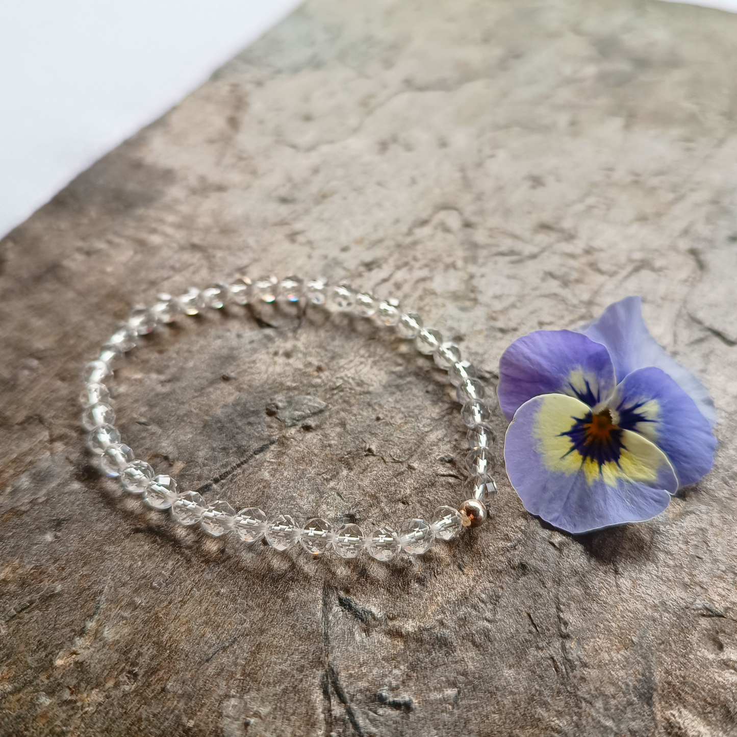 Bergkristall Armband, Kugeln, facettiert Ø 4mm