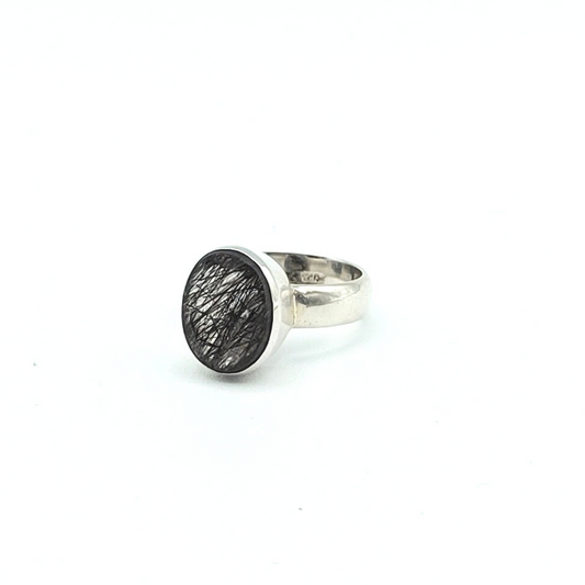 Turmalinquarz Ring, oval, fac, Gr 54