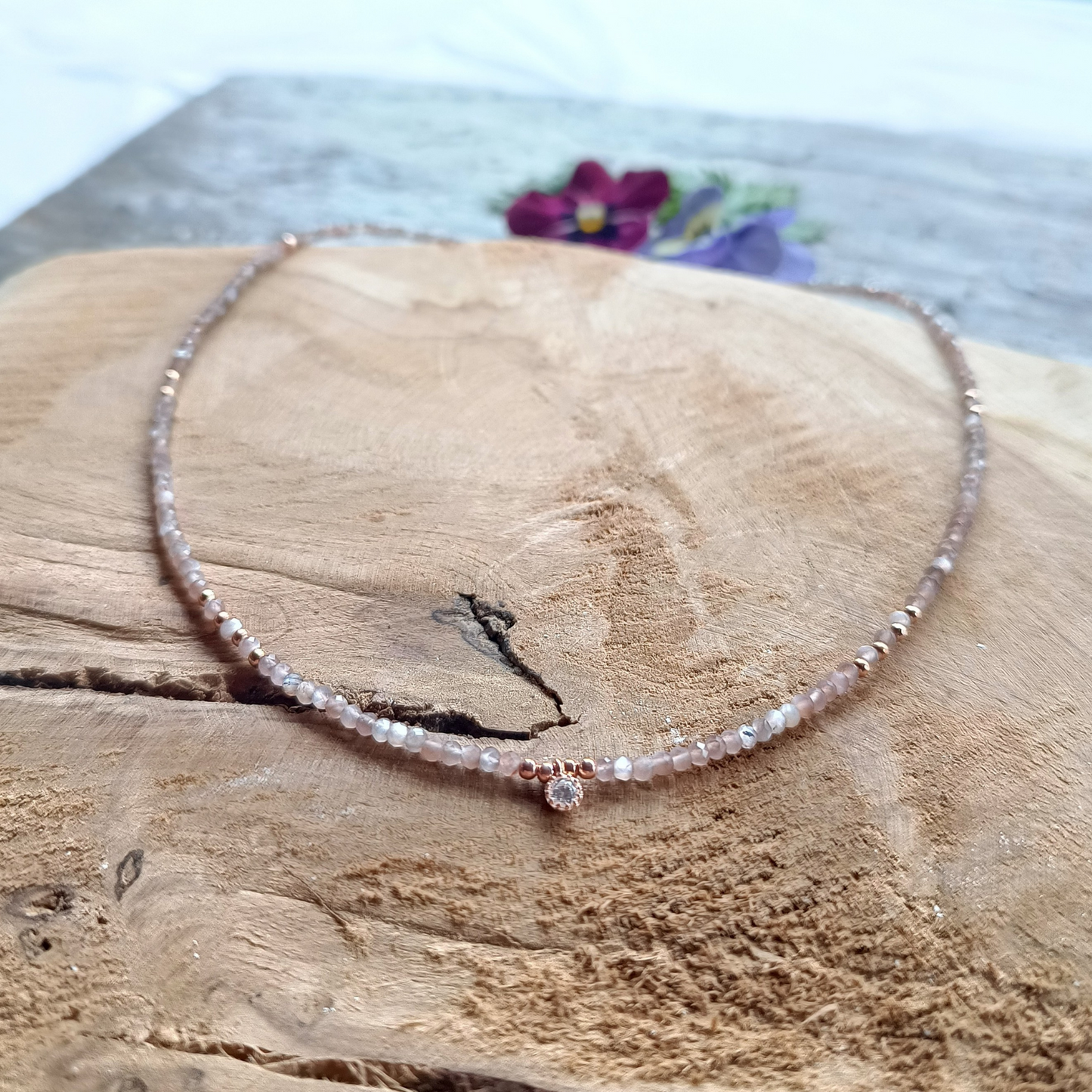 Mondstein-Kette facettiert Ø 2mm
