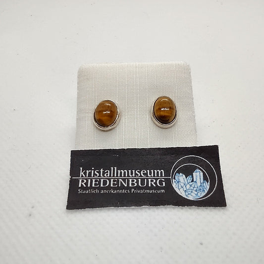 Tigerauge Ohrstecker in Silberfassung