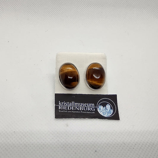 Tigerauge Ohrstecker in Silberfassung