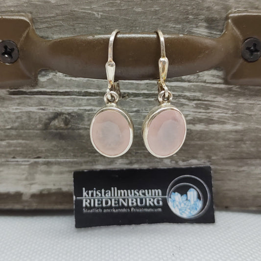 Rosenquarz Ohrhänger in Silberfassung