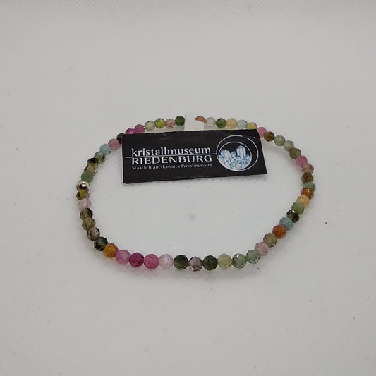 Armband aus bunten, facettierten Turmalin-Kugeln