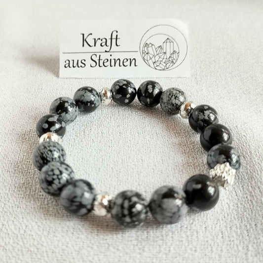 Schneeflockenobsidian-Armband, Kugeln, Ø 10 mm