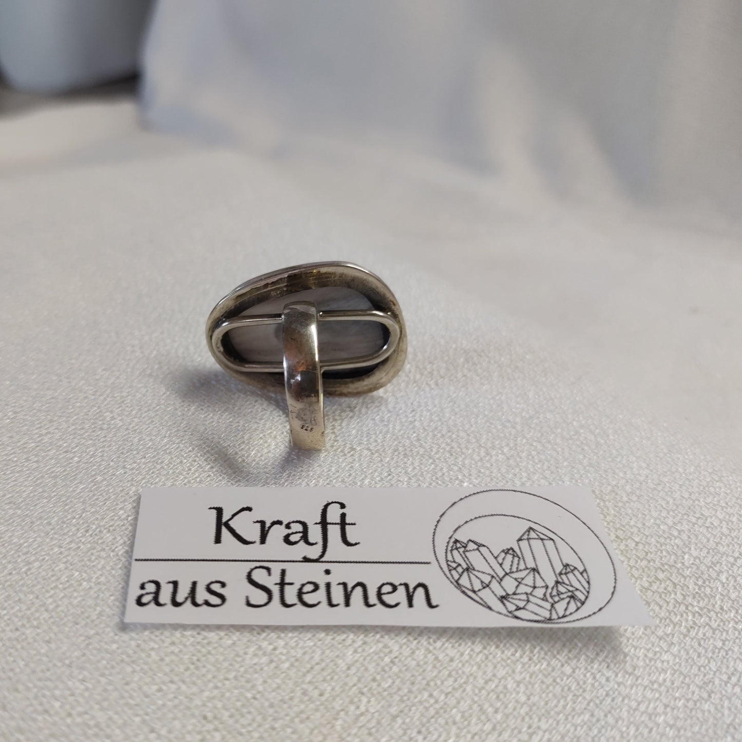 Versteinertes Holz Ring, freeform, Designerarbeit, GR 54