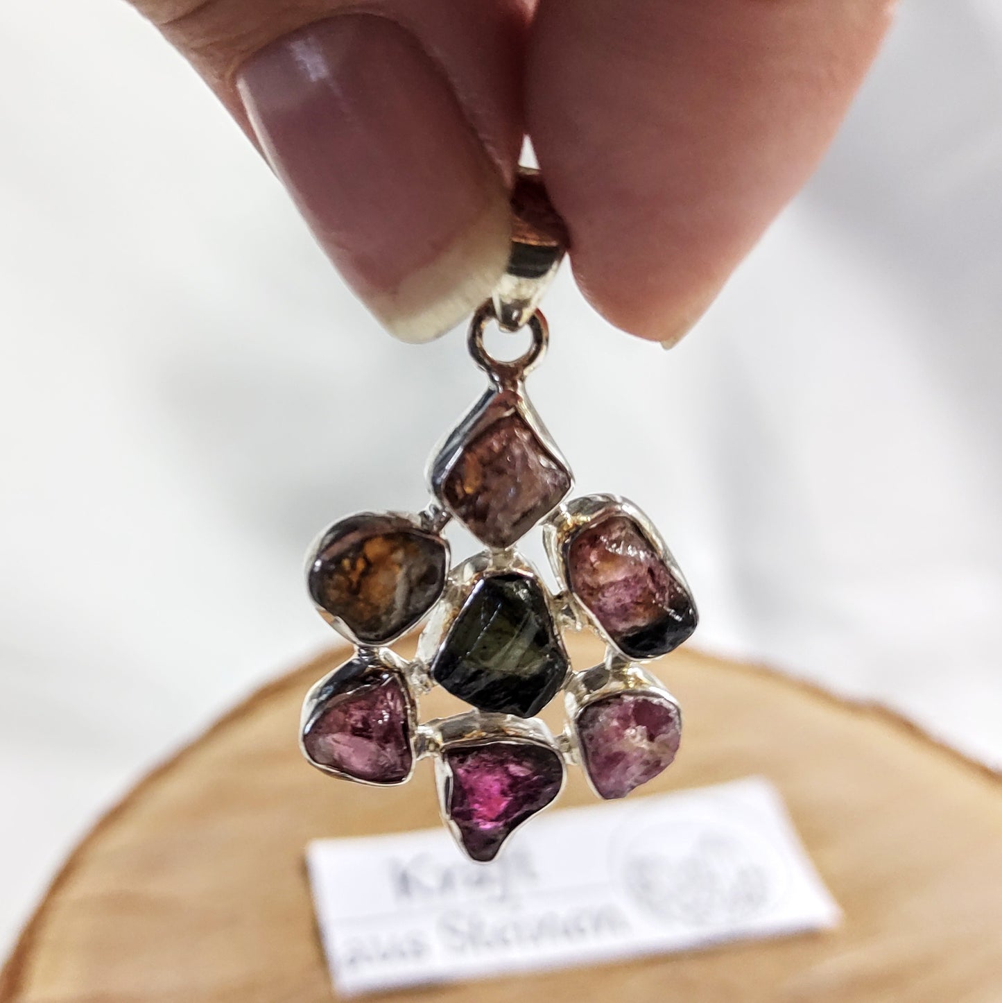 Turmalin Anhänger mit mehreren Rohsteinen