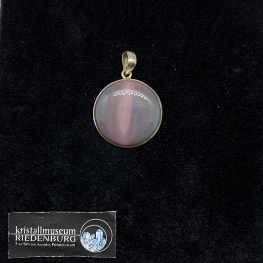 Runder, heller Achat-Anhänger, 2,5cm groß, Silberfassung