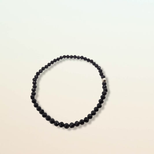 Spinell, schwarz, Armband, facettierte Kugeln