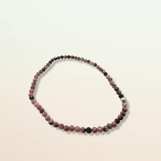 Rhodonit Armband, facettierte Kugeln