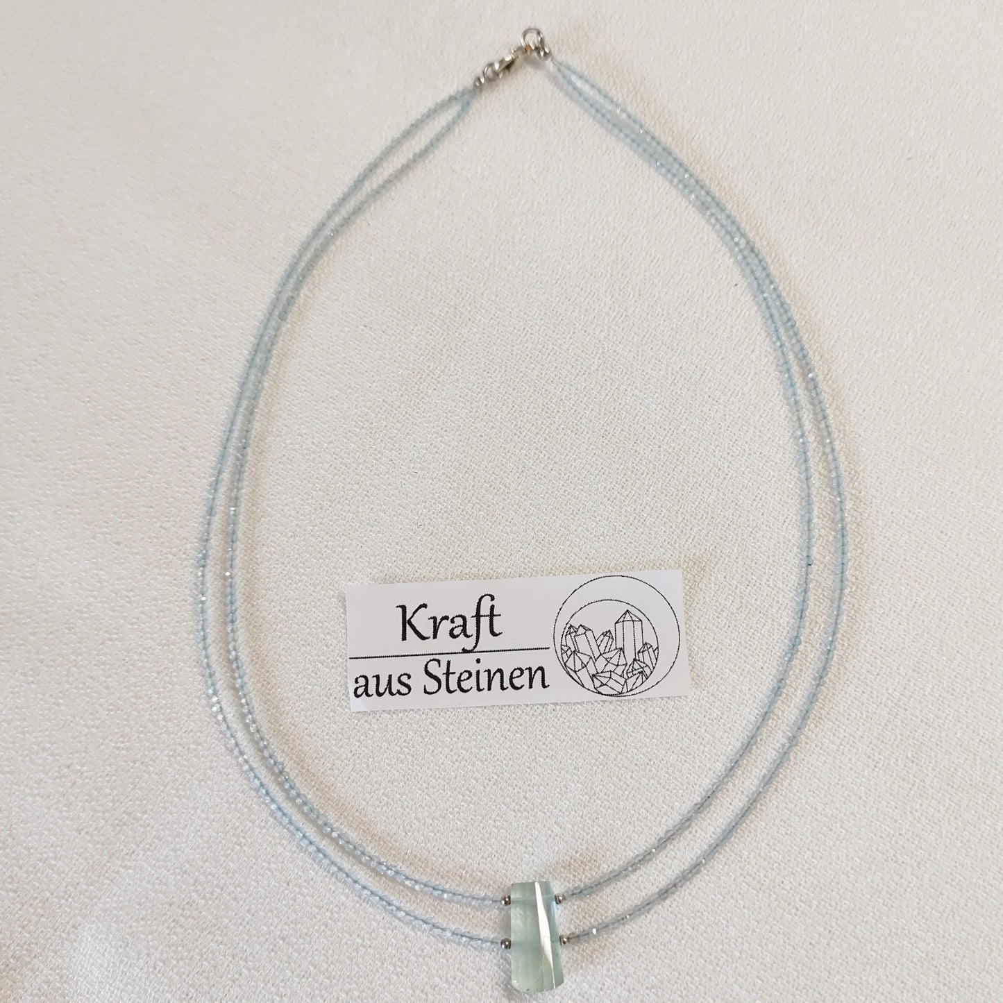 Zweireihige Aquamarin-Kette mit Aquamarinstab