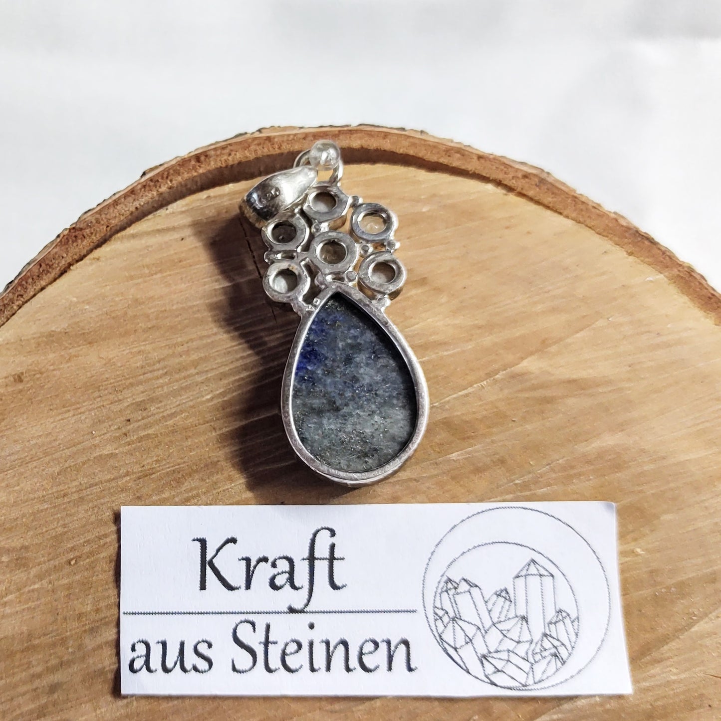 Lapislazuli Anhänger, mit Süßwasserperlen und Topas, Silberfassung