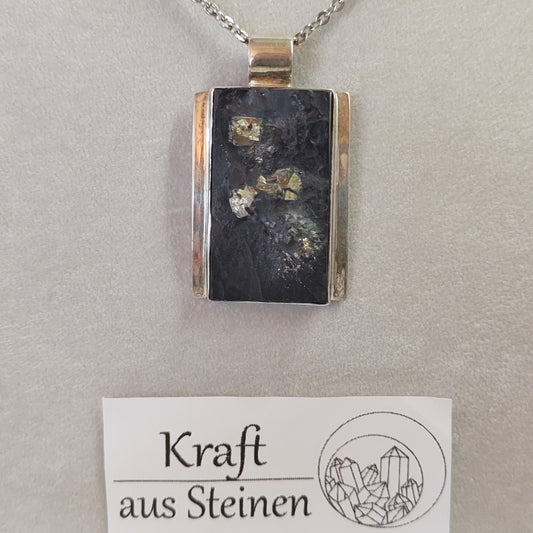 Schiefer-Pyrit Anhänger, Rechteck, Designerarbeit