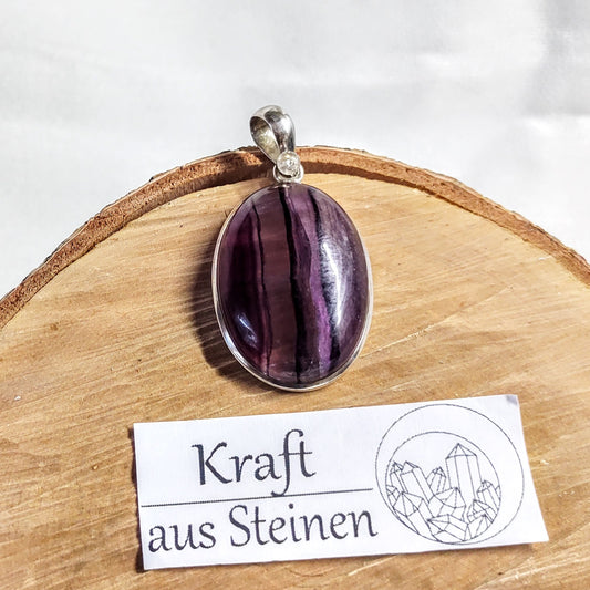Fluorit Anhänger, oval, Silberfassung