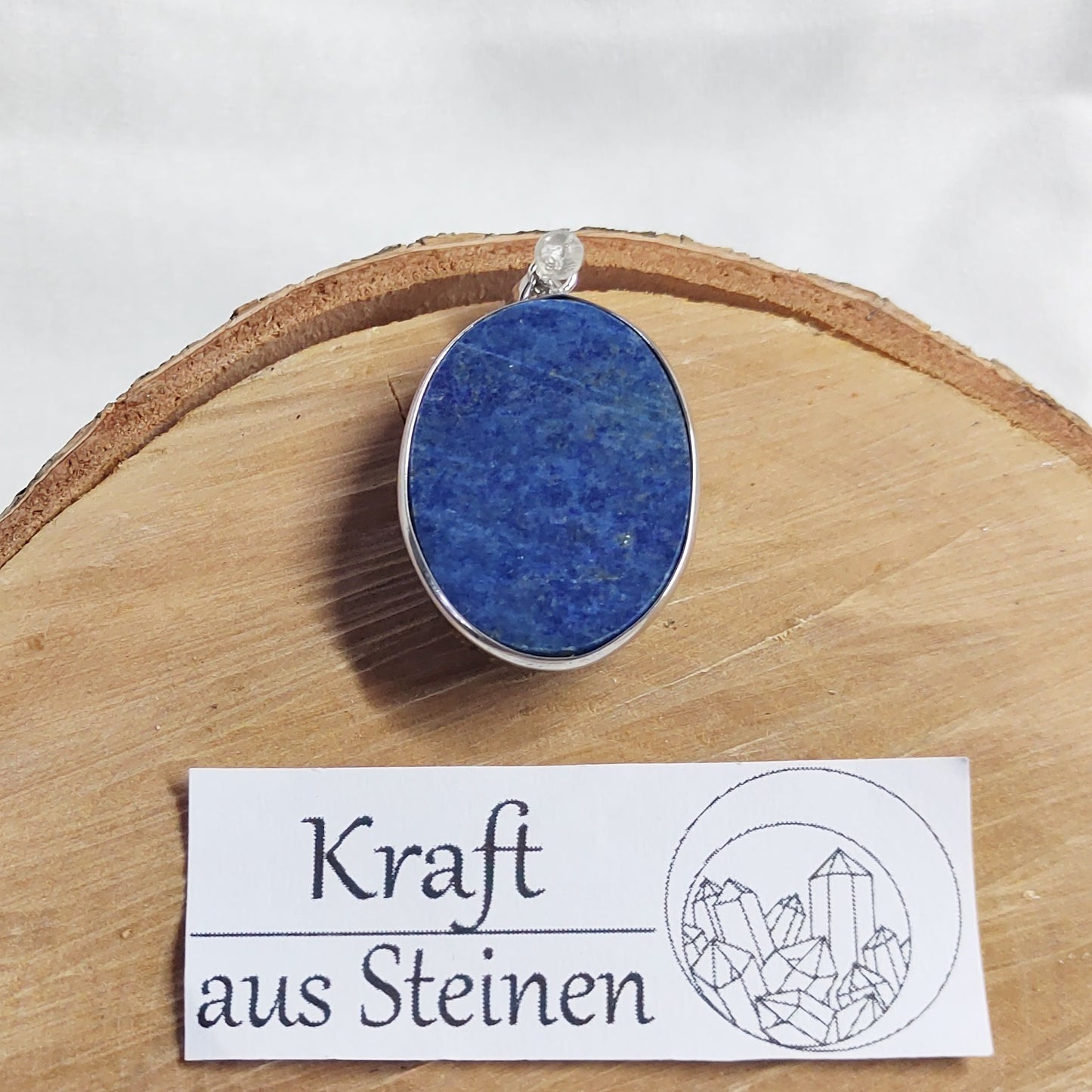 Lapislazuli Rutilquarz Anhänger, oval, Silberfassung