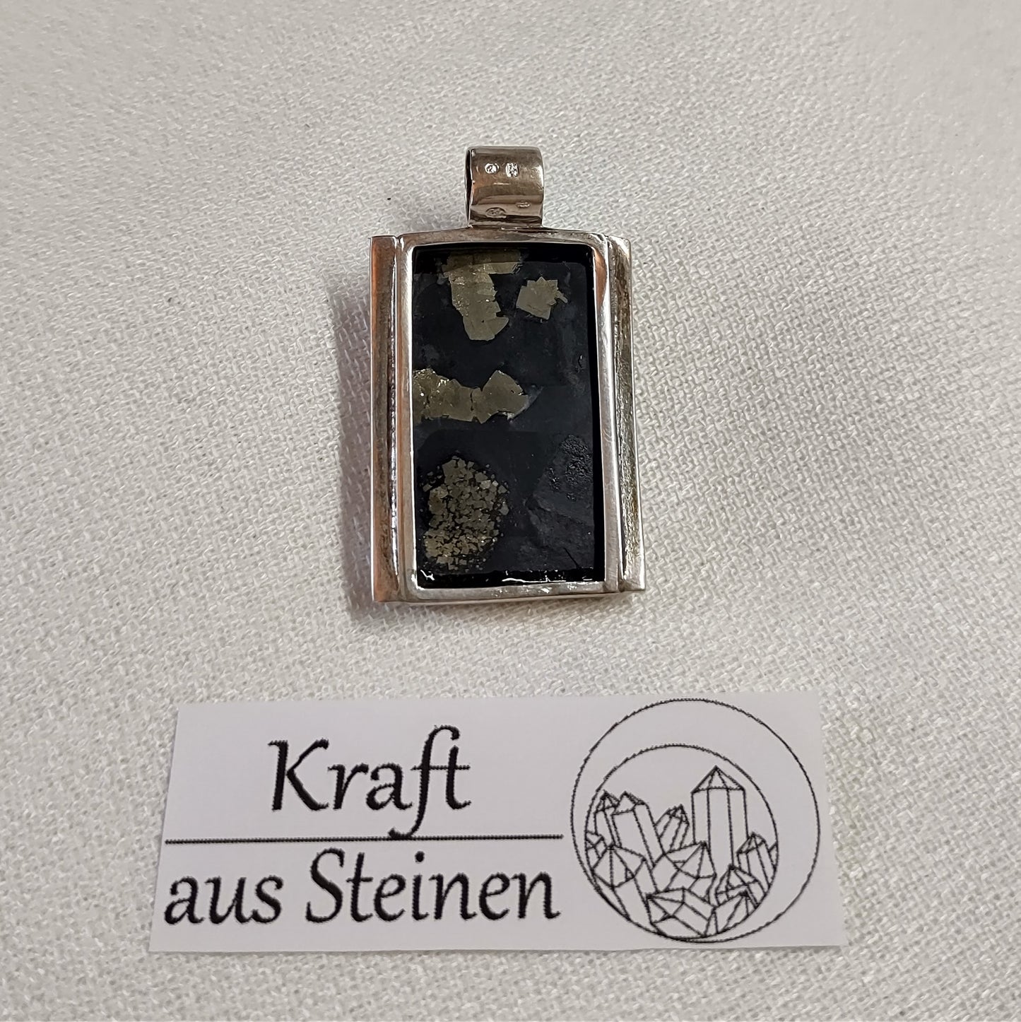 Schiefer-Pyrit Anhänger, Rechteck, Designerarbeit