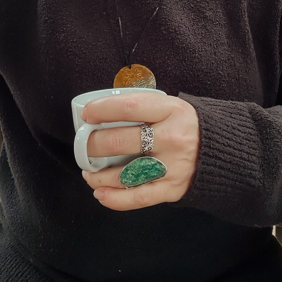 Fuchsit-Ring, Freeform, Designerarbeit, GR. 59