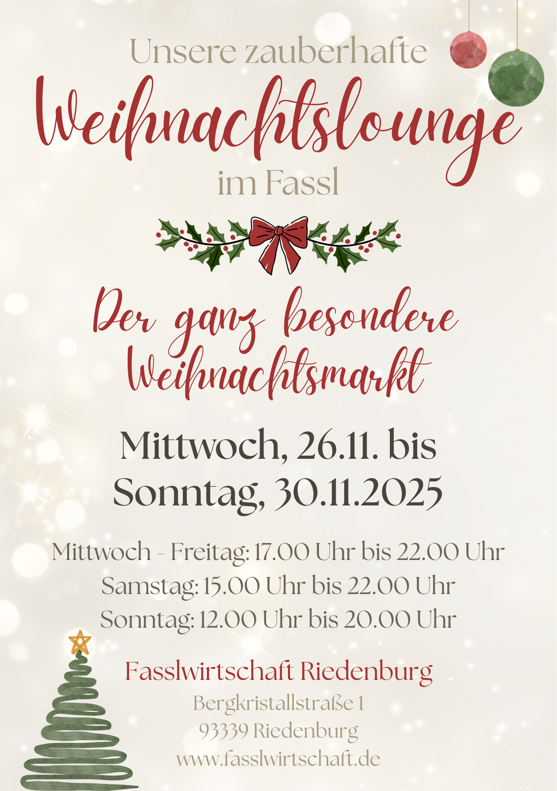 Zauberhafte Weihnachtslounge im Fassl