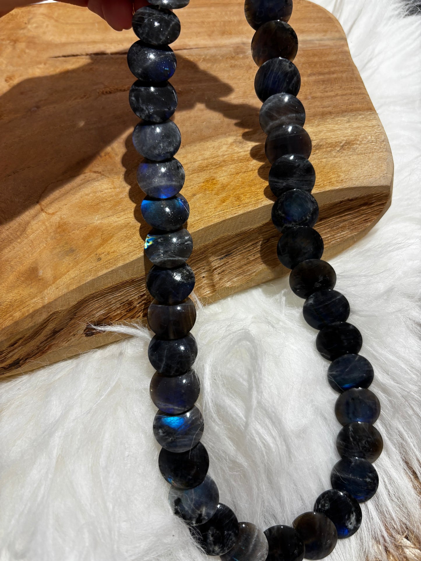 Labradorit-Linsen-Kette AAA+, schimmernd blau - Scholz GmbH