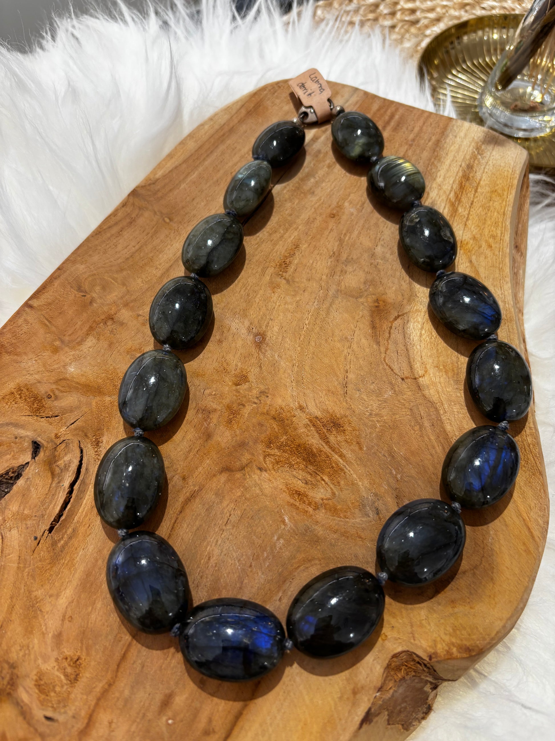 Labradorit-Kette, Oliven, AA+ - Scholz GmbH