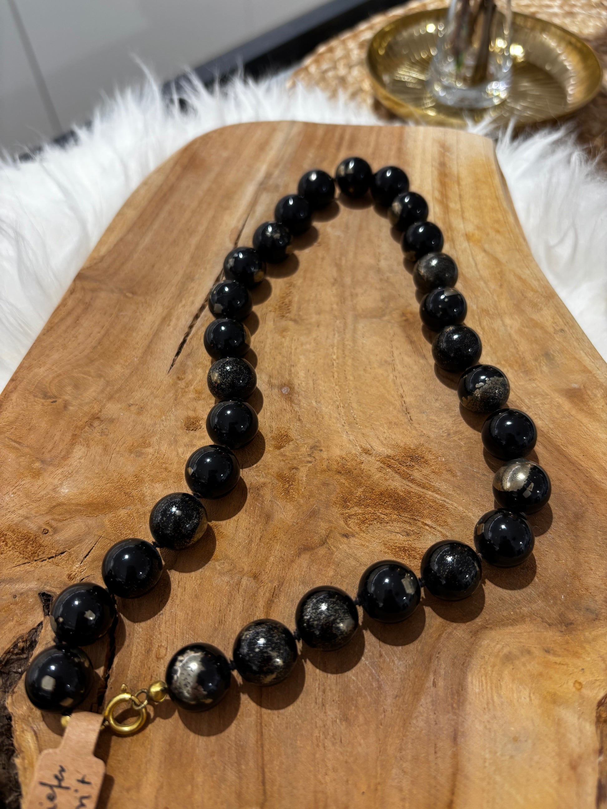 Schiefer-Pyrit-Kette aus Kugeln, geknüpft - Scholz GmbH