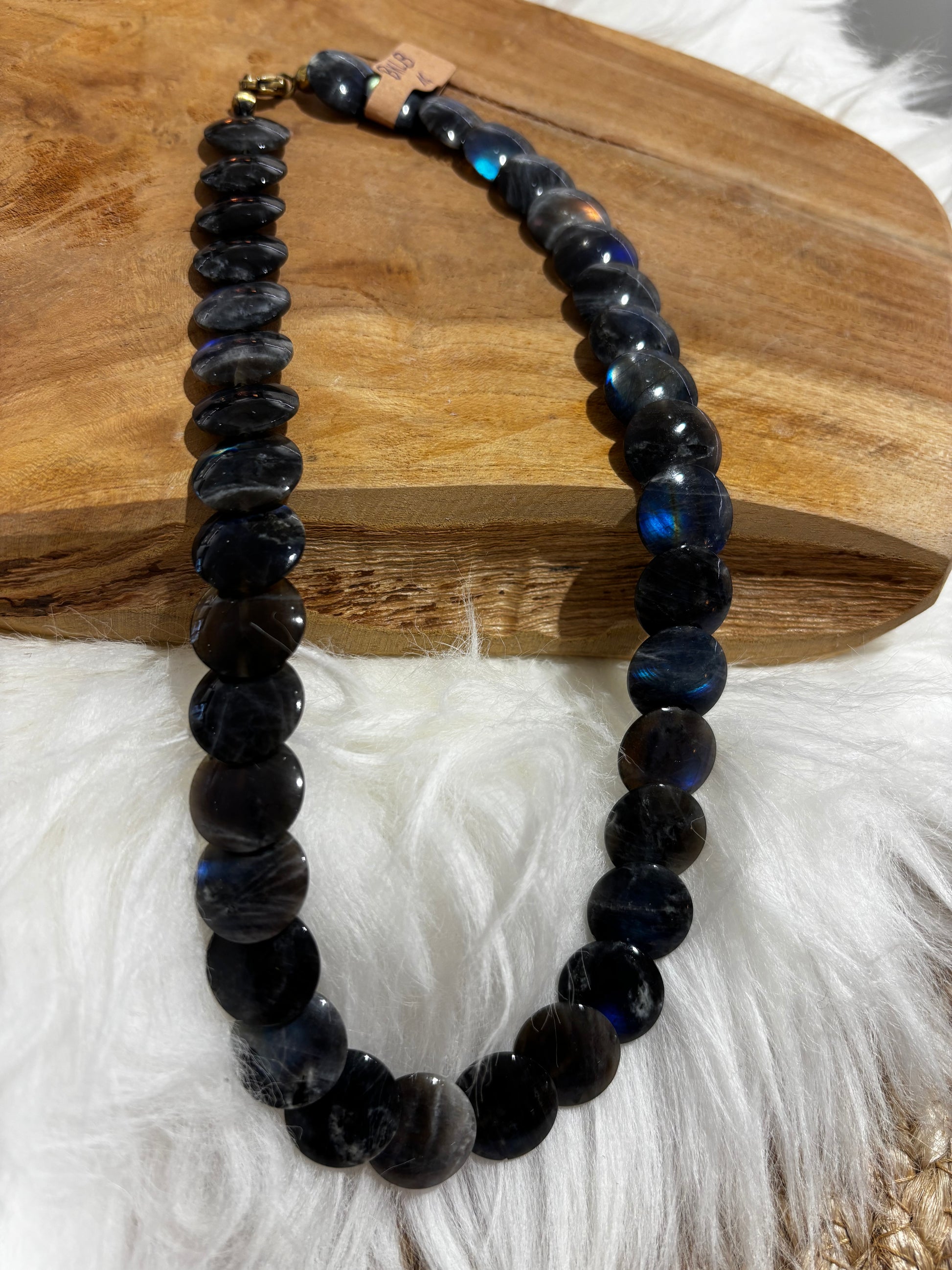 Labradorit-Linsen-Kette AAA+, schimmernd blau - Scholz GmbH