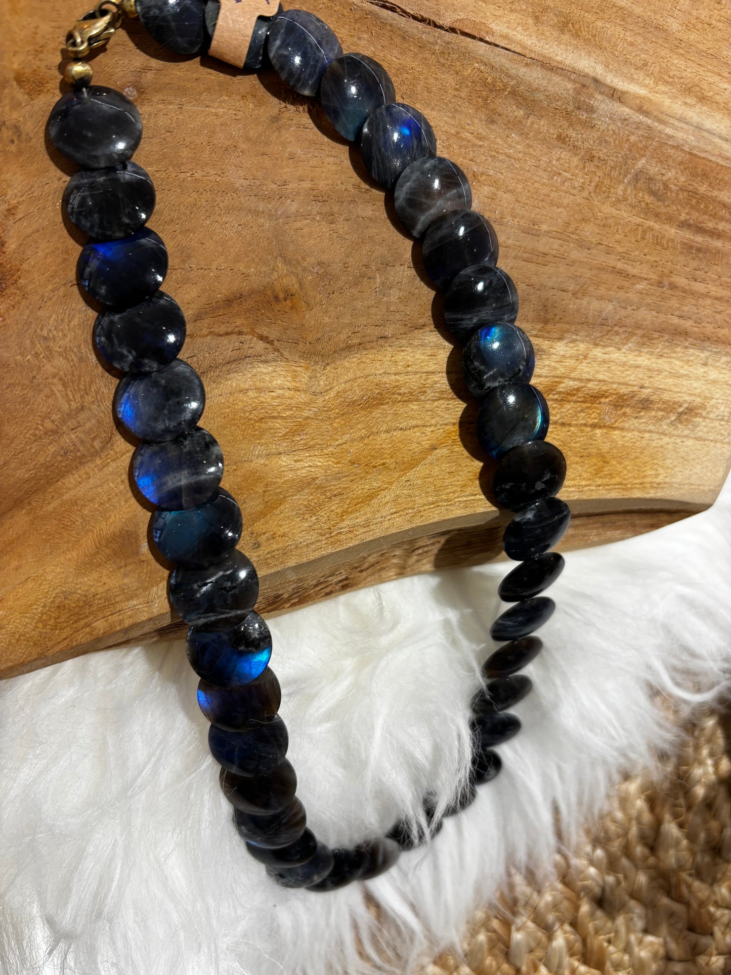 Labradorit-Linsen-Kette AAA+, schimmernd blau - Scholz GmbH