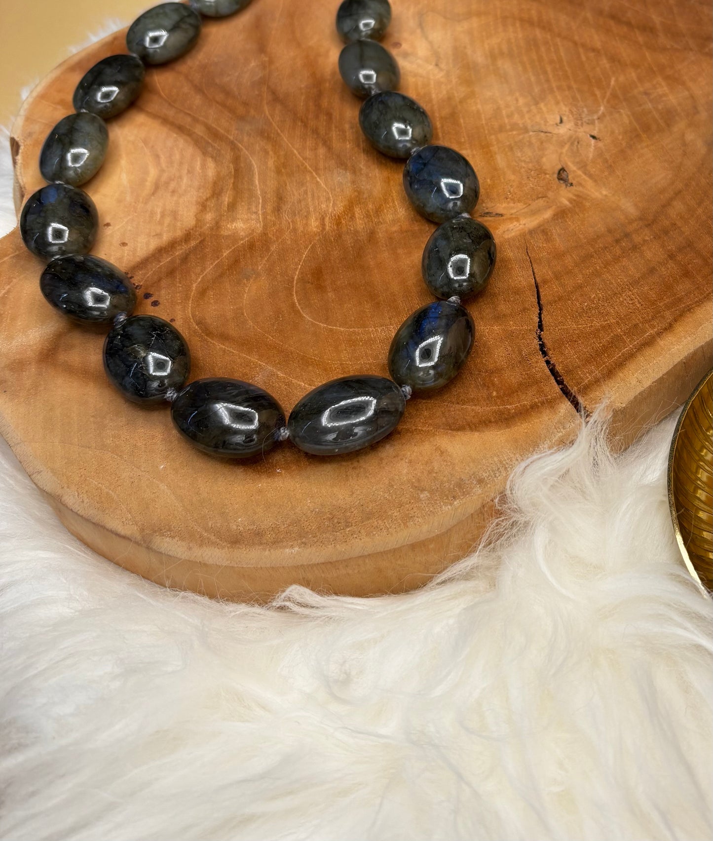 Labradorit-Kette, Oliven, AA+ - Scholz GmbH