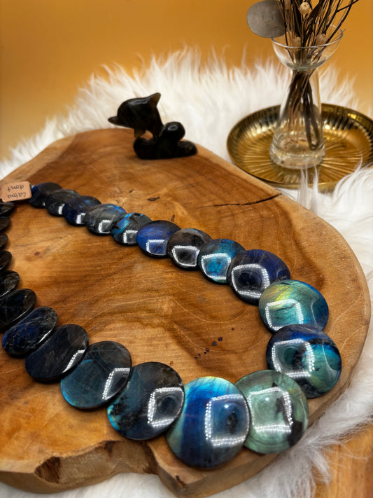 Labradorit-Kette AAA+, Linsen, verlaufend - Scholz GmbH