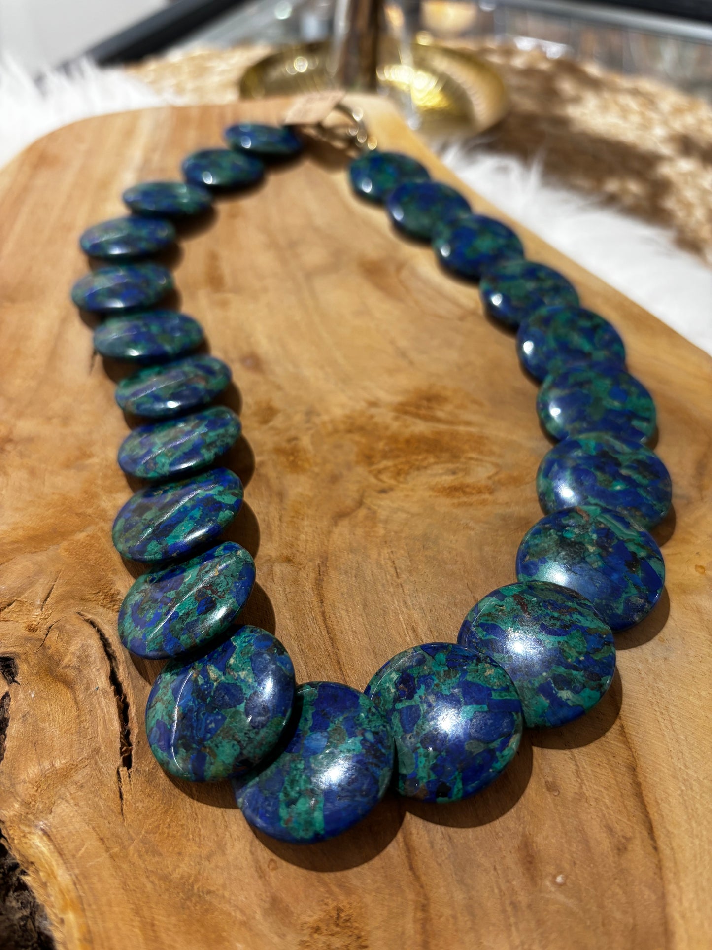 Malachit-Azurit-Kette AAA, Linsen, verlaufend - Scholz GmbH