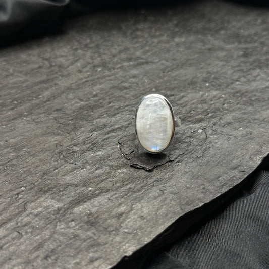 Regenbogen Mondstein Ring Größe 55