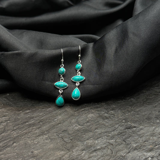 Türkis-Ohrhänger dreiteilig