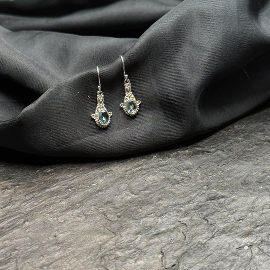 Topas-Ohrhänger in Silber, facettiert