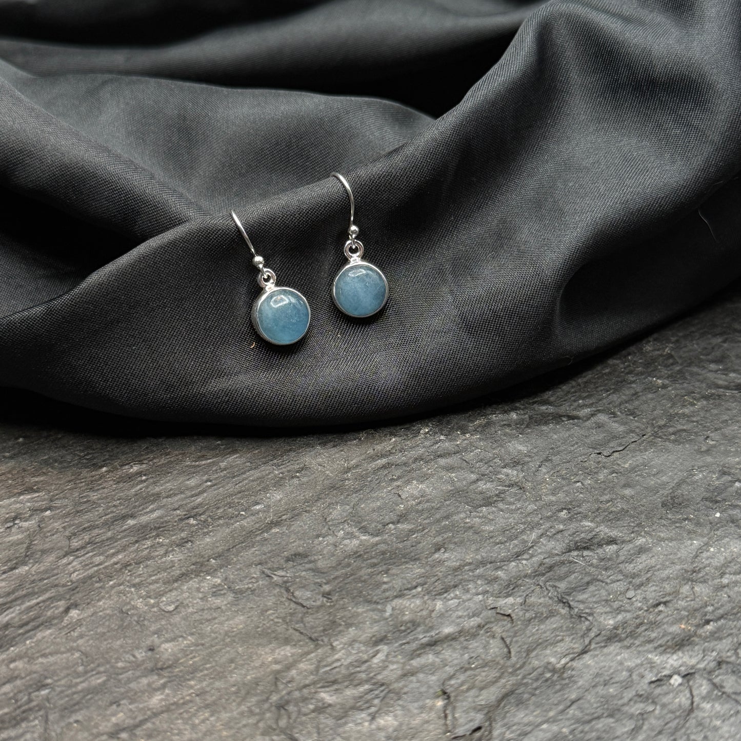 Aquamarin Ohrhänger rund