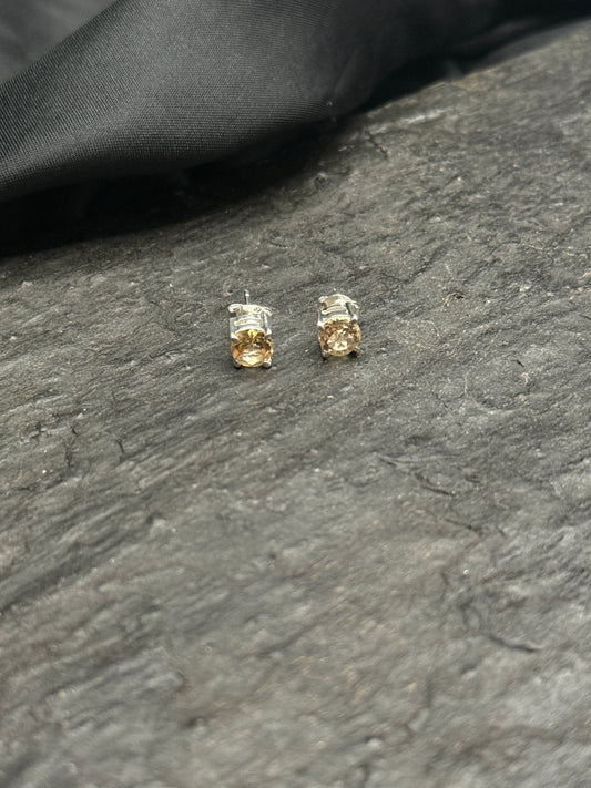 Citrin Ohrstecker mit Silber
