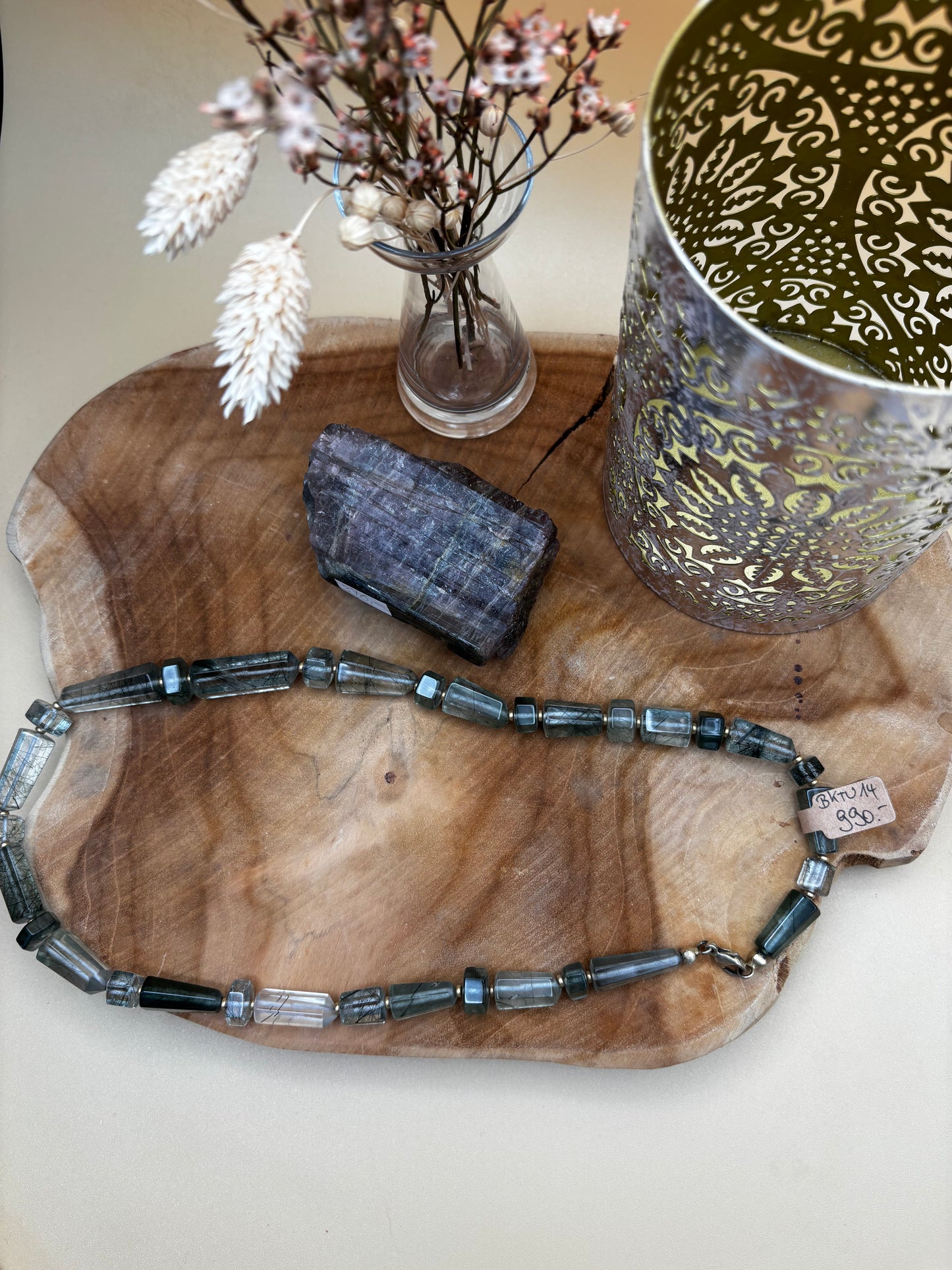 Grüne Turmalin-Kette, Obelisken und Rondelle - Scholz GmbH